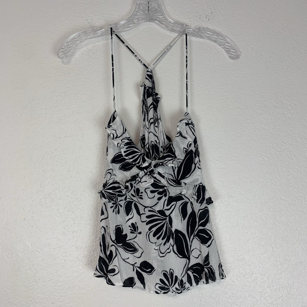 J. Crew Shirt Women Medium Drapey Ruffle Tank Floral Dainty Feminine Preppy Boho